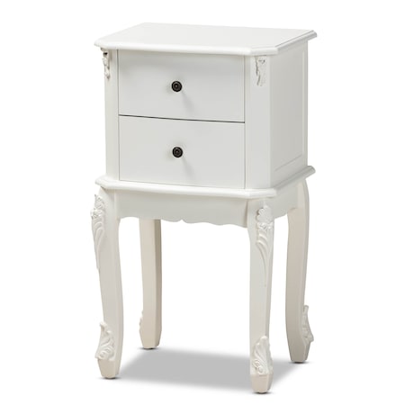 Baxton Studio Sophia French White Finished Wood 2-Drawer Nightstand 165-10693